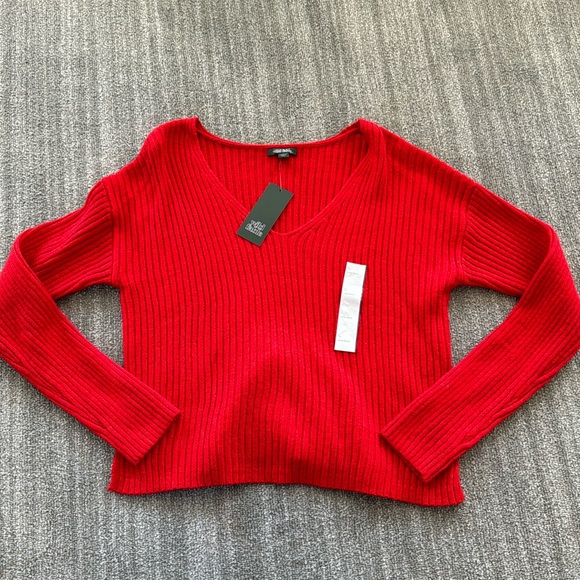 V-Neck Rib Knit Sweater - Picture 3 of 8
